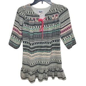 Tween Diva Youth Girl’s Dress Size 10 Multicolor Neon Pink Tassels